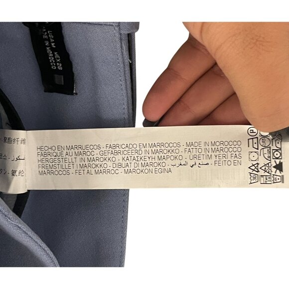 Zara Womens Pants Medium M Blue High Waisted Pleated Belted Trouser 8845/940 NWT - Picture 7 of 11